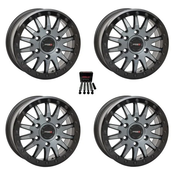 System 3 SB-8 Beadlock 15″ Wheels Matte Grey +68mm Can-Am Maverick R