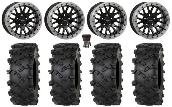 System 3 SB-9 Bdlk 15″ Wheels Gloss Bk 35″ Outlaw M/T Tires Polaris RZR Turbo R & Pro R Ranger 1500 Xpedition
