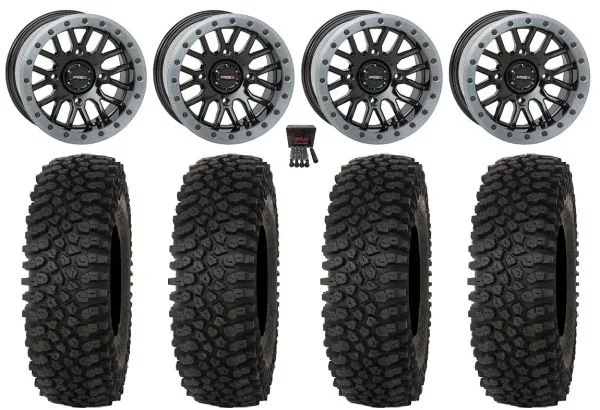 System 3 SB-9 Bdlk 15″Wheels Gloss Bk 35″Roctane ST Tires Polaris Sportsman / RZR / Ranger