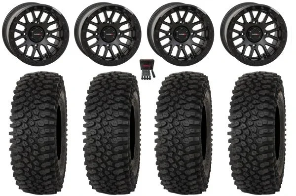 System 3 SB-9 Bdlk 15″ Wheels Matte Bk 35″ Roctane STX Tires Can-Am Maverick X3 / Honda Pioneer 1000 / Talon