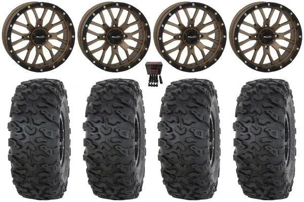 System 3 ST-3 18″ Wheels Bronze 35″ Roctane T4 Tires Can-Am Commander Maverick Renegade Outlander Defender