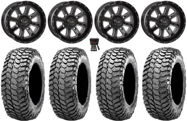 System 3 ST-4 Black 14″ Wheels 28″ Liberty Tires Honda Foreman Rancher SRA