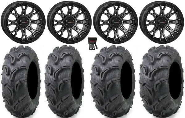 System 3 ST-6 12″ Wheels Dark Tint 27″ Zilla Tires Honda Foreman Rancher SRA
