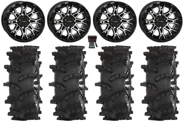 System 3 ST-6 14″ Wheels Black 32″ Outlaw Max Tires Can-Am Maverick X3 / Honda Pioneer 1000 / Talon