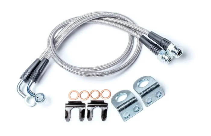 Teraflex 4353310 Front 26″ Steel Braided Brake Line Pair for 97-18 Jeep Wrangler TJ & JK