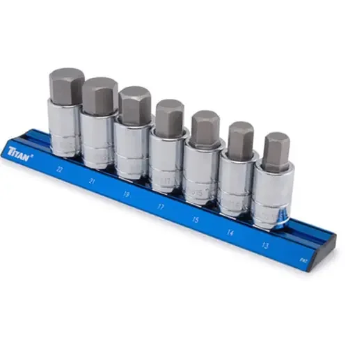 Titan Tools 1/2″ Drive Metric Hex Bit Socket Set, 7 Pc. – 16131