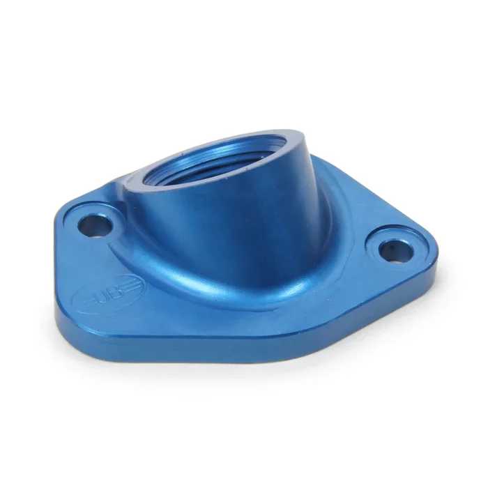 UB Machine Water Neck – 16 AN Male – Bolt-On – Billet Aluminum – Blue – Small Block Ford