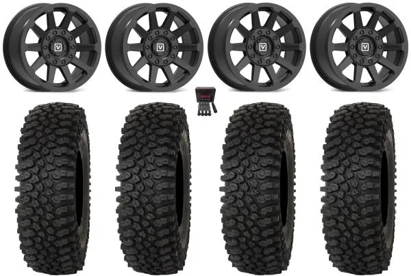 Valor V02 14″ Wheels Black 28″ Roctane ST Tires Can-Am Maverick X3 / Honda Pioneer 1000 / Talon