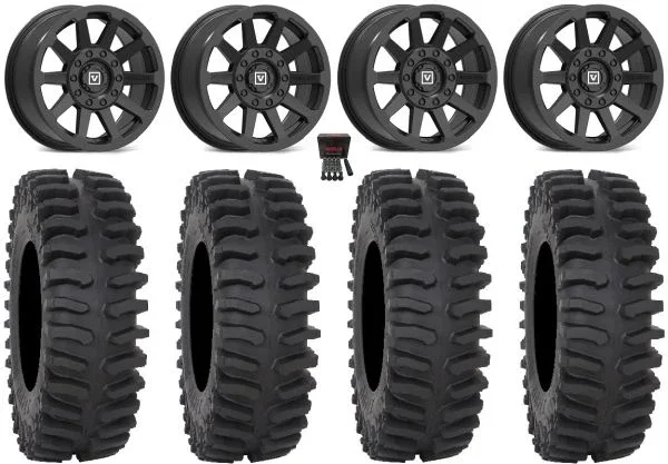 Valor V02 14″ Wheels Black 30″ XT400 Tires Can-Am Maverick X3 / Honda Pioneer 1000 / Talon