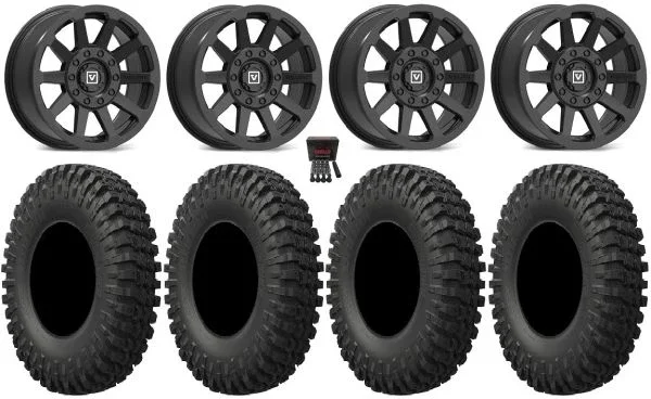 Valor V02 15″ Wheels Black 32″ MotoCrusher Tires Can-Am Commander Maverick Renegade Outlander Defender