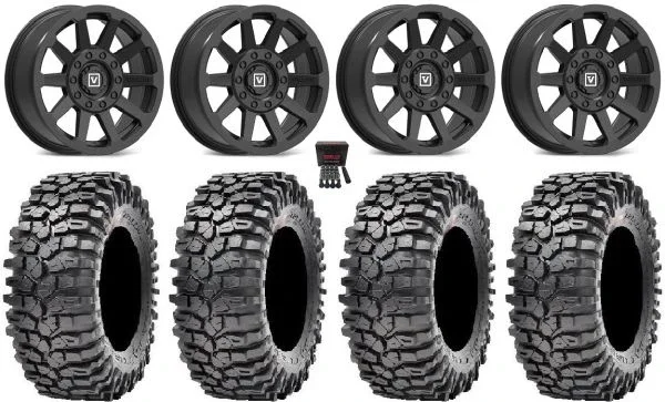 Valor V02 15″ Wheels Black 32″ Roxxzilla Tires Can-Am Maverick X3 / Honda Pioneer 1000 / Talon
