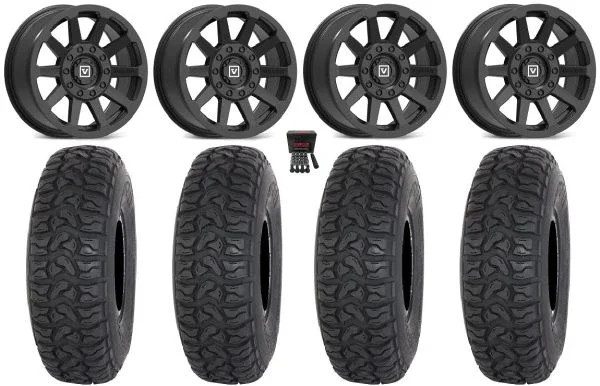 Valor V02 15″ Wheels Black 33″ Chicane LT Tires Polaris RZR XP 1000 / PRO XP / Ranger XP 900/1000
