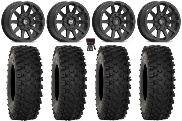 Valor V02 15″ Wheels Black 37″ ATX470 Tires Can-Am Maverick X3 / Honda Pioneer 1000 / Talon