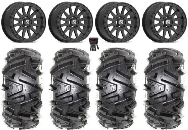 Valor V05 Beadlock 14″ Wheels Black 28″ Moto MTC Tires Polaris Sportsman / RZR / Ranger