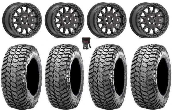 Valor V09 Beadlock 15″ Wheels Charcoal 29″ Liberty Tires Kawasaki Teryx Mule