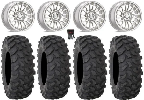 Valor V14 15″ Wheels Machined 37″ XTR370 Tires Kawasaki Teryx Mule