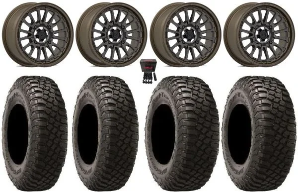 Valor V14 15″ Wheels Root Beer 30″ BFG KM3 Tires Can-Am Commander Maverick Renegade Outlander Defender