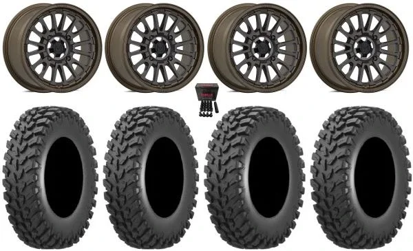 Valor V14 15″ Wheels Root Beer 30″ Cross Trail Tires Can-Am Maverick X3 / Honda Pioneer 1000 / Talon
