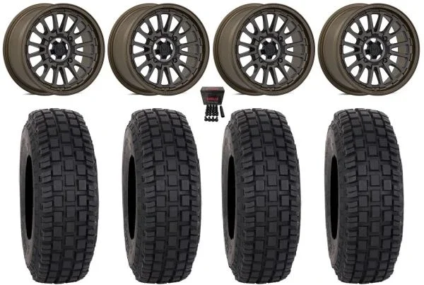 Valor V14 15″ Wheels Root Beer 32″ RX600 Tires Polaris Sportsman / RZR / Ranger