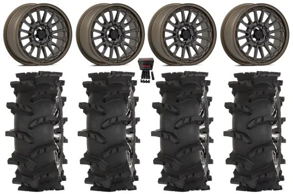 Valor V14 15″ Wheels Root Beer 33″ Outlaw Max Tires CFMoto UForce U10 Pro / U10 XL Pro / ZForce Z10 / Z10-4
