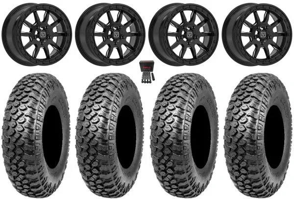 Valor V15 Beadlock 15″ Wheels Black 32″ RAZR XT Tires Polaris RZR Turbo R & Pro R Ranger 1500 Xpedition