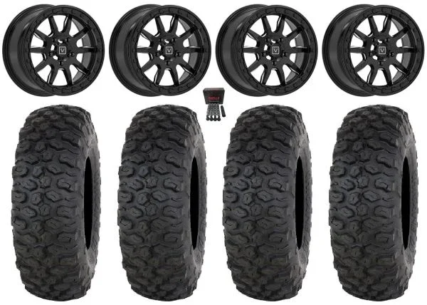 Valor V15 Beadlock 15″ Wheels Black 33″ Chicane DS Tires CFMoto UForce U10 Pro / U10 XL Pro / ZForce Z10 / Z10-4