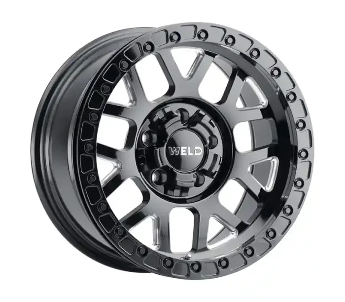 Weld Off-Road W902 17X10 Cinch Beadlock 5X127 5X139.7 ET-24 BS4.50 Gloss BLK MIL / BLK Ring 87.1 W90270057450