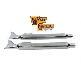 Wyatt Gatling Chrome Fishtail Slip-On Muffler Set fits Harley Touring FL 95-16