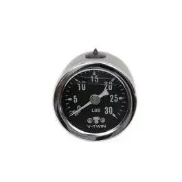 Wyatt Gatling Oil Pressure Gauge Oil-Filled 1-3/8″ Dia. 0-30 psi Harley & Custom Chopper