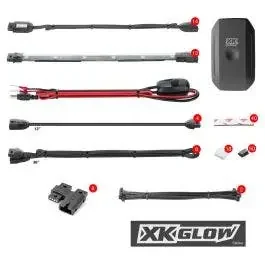 XK Glow 14pc Pods 12pc 10″ Strips Motorcycle LED Accent Light Kit App Control