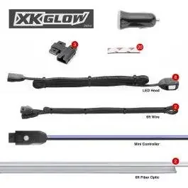 XK Glow 2pc 6ft Fiber Optic LED Trim Kit for Cars Smartphone App Control
