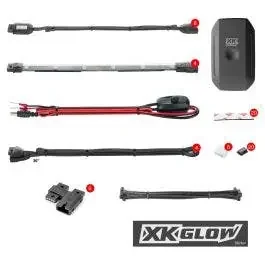 XK Glow 8pc Pods 4pc 10″ Strips Motorcycle LED Accent Light Kit App Control