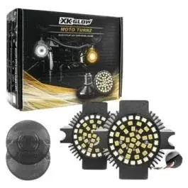 XK Glow Smoke White/Amber LED Turn Signal Indicator Lens Kit Harley Flat 1157